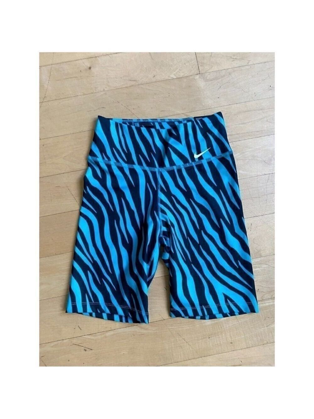 nike One Icon BNWOT Womens Blue Zebra Bike Shorts Sz Xsmall Dri Fit